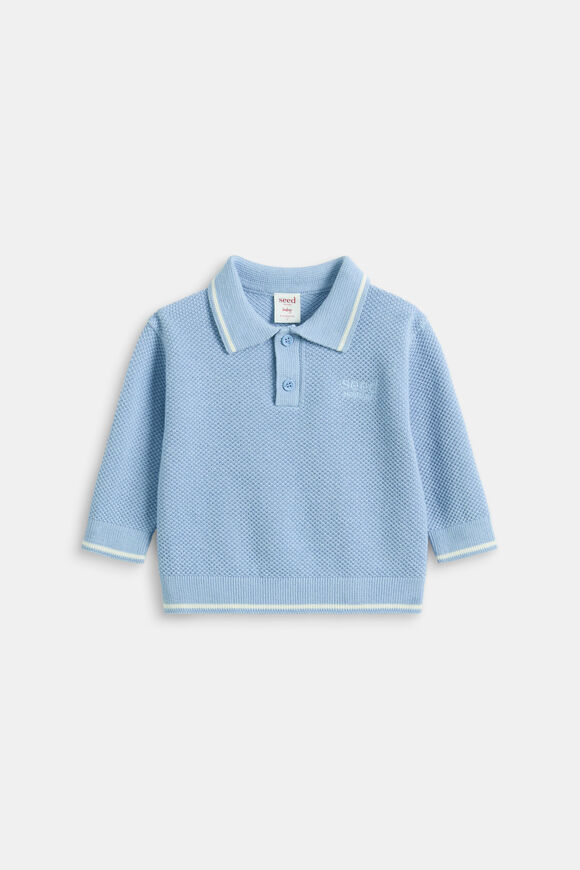 Essential Knit Polo  Cloud Blue  hi-res