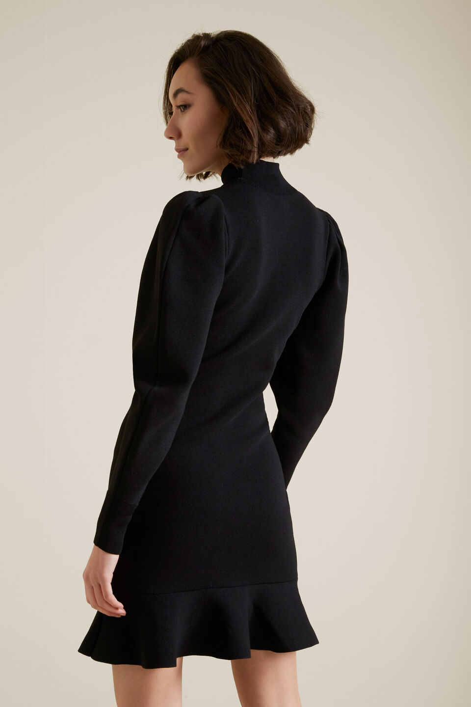 Blouson Sleeve Crepe Dress  