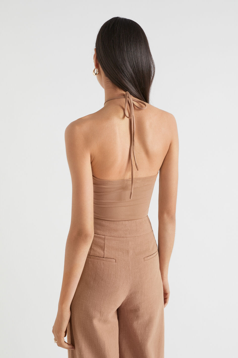 Halter Neck Tie Top  Auburn Brown