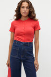 Rib Button Through Top  Electric Crimson  hi-res