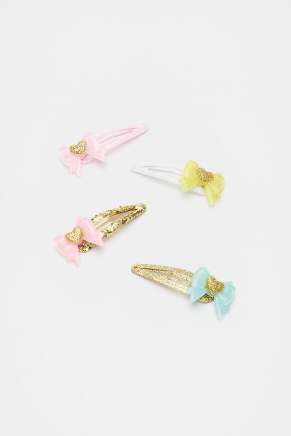 Glitter Heart Bow Snap Pack  Multi  hi-res