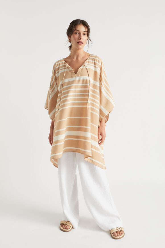 Stripe Tie Kaftan  Chestnut Stripe  hi-res