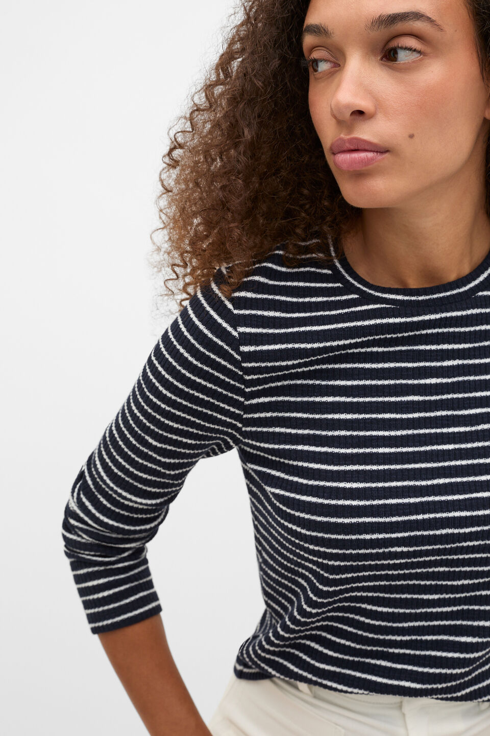 Self Stripe Textured Top  Twilight Blue Stripe