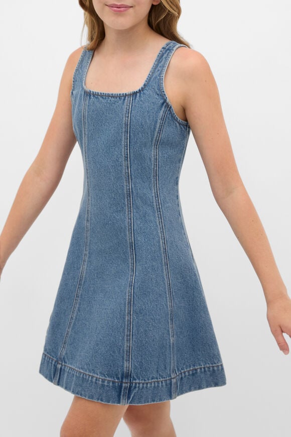 Panelled Denim Dress  Classic Blue  hi-res