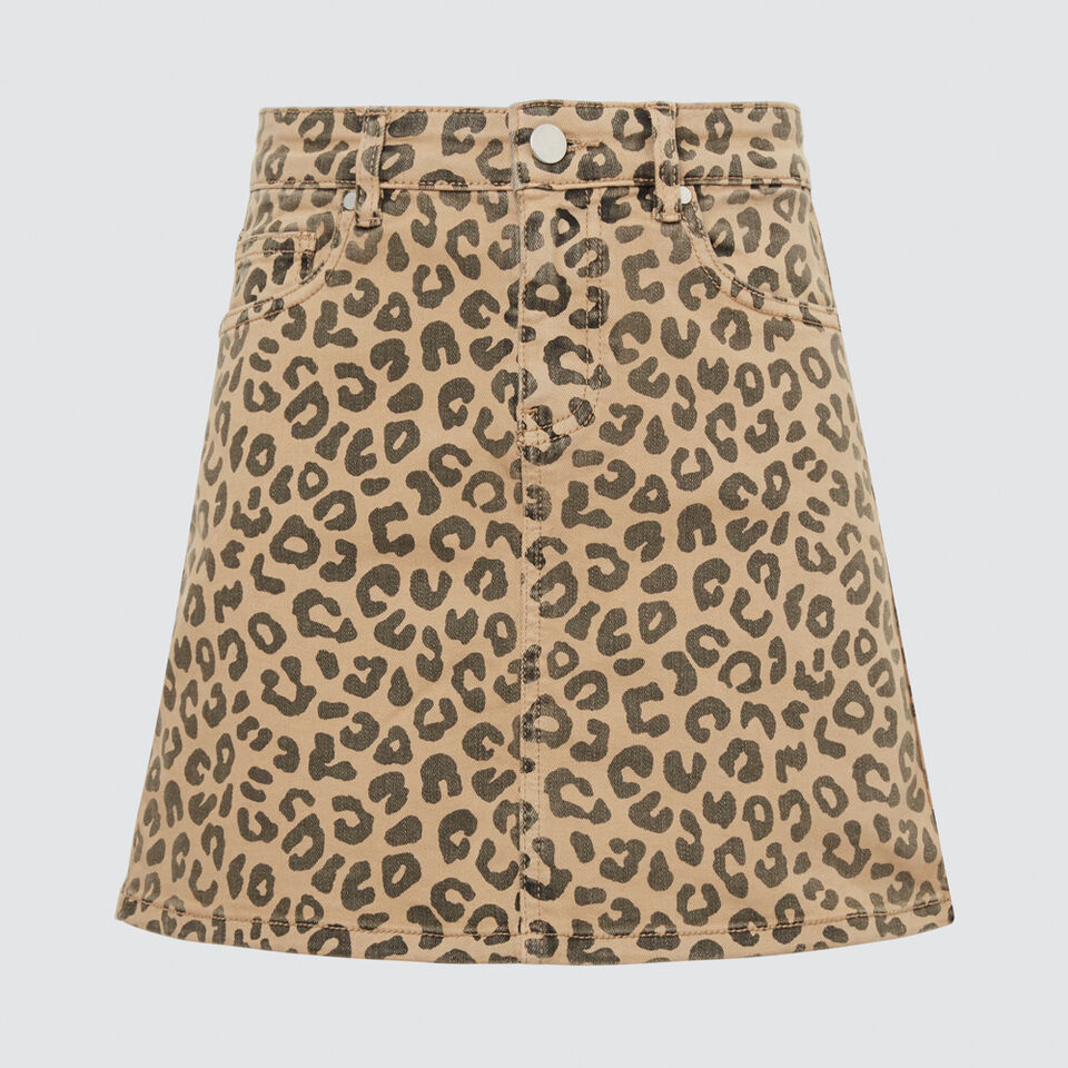 Ocelot Denim Skirt  