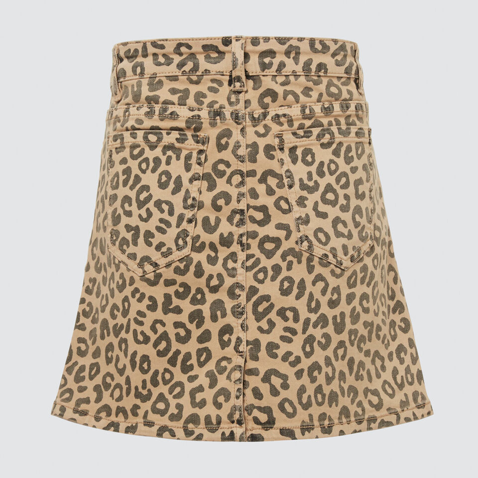 Ocelot Denim Skirt  