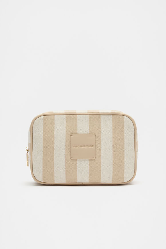 Small Stripe Make Up Bag  Ecru  hi-res