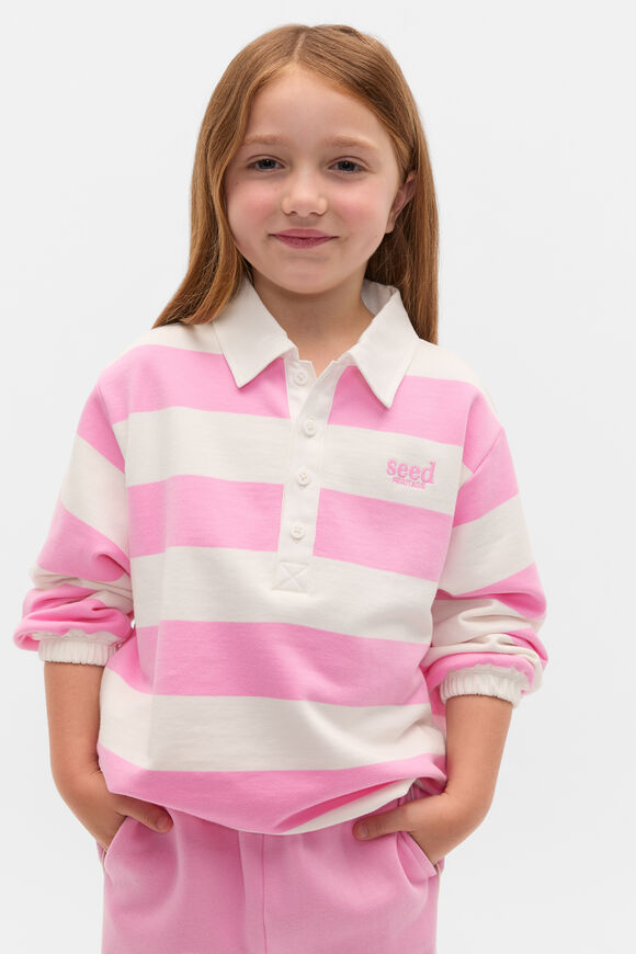 Striped Collar Logo Sweat  Candy Pink  hi-res