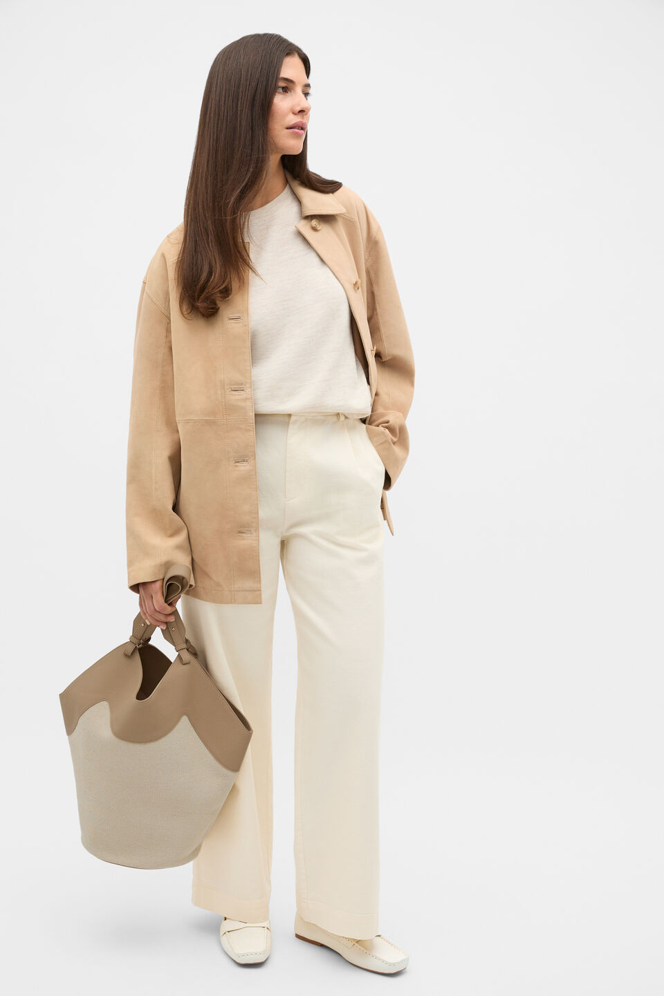 Suede Shacket  Sandstone