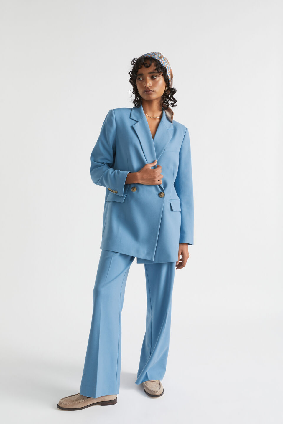 High Waist Suit Pant  Soft Cobalt