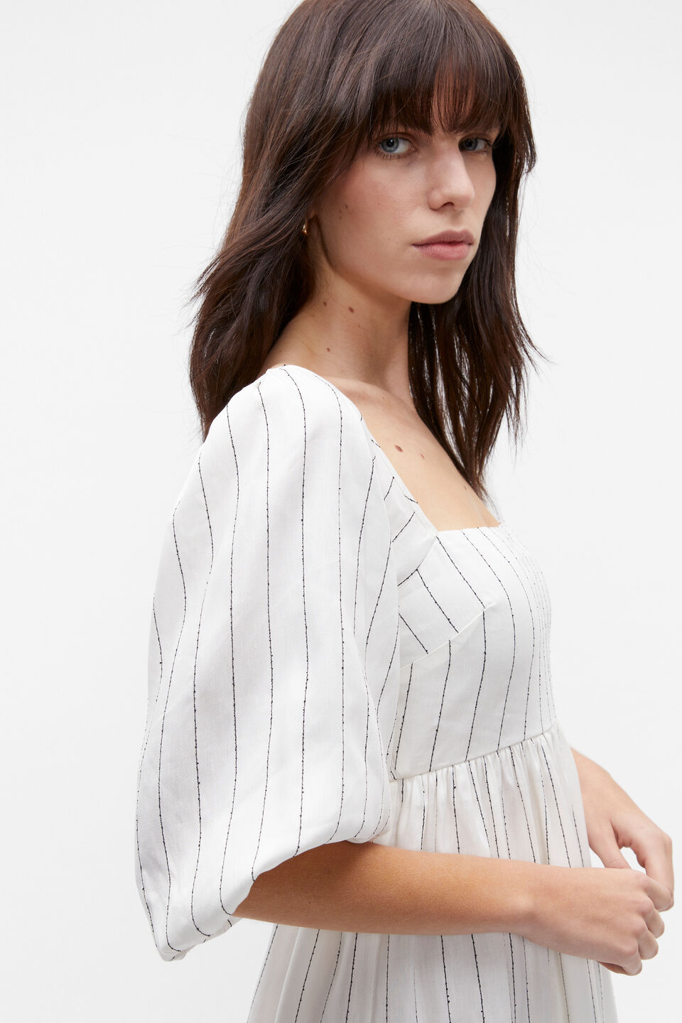 Linear Stripe Sun Dress  Cloud Cream Stripe