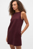 Linen Boat Neck Mini Dress  Plum Red  hi-res