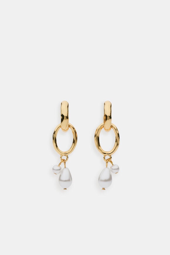 Pearl Drop Link Earring  Gold  hi-res