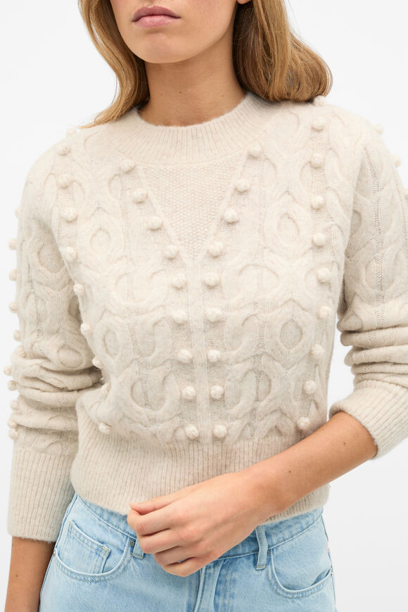 Pom Pom Cable Knit Sweater  Mist Marle  hi-res
