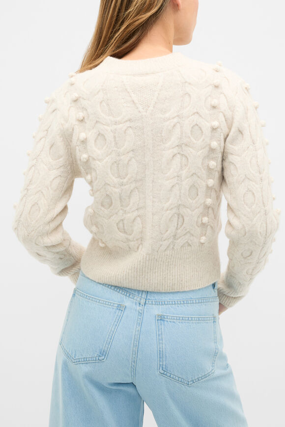 Pom Pom Cable Knit Sweater  Mist Marle  hi-res