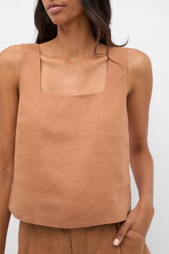 Square Neck Linen Shell Top  Copper  hi-res