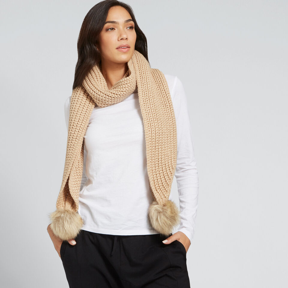 Pom Pom Trim Scarf  