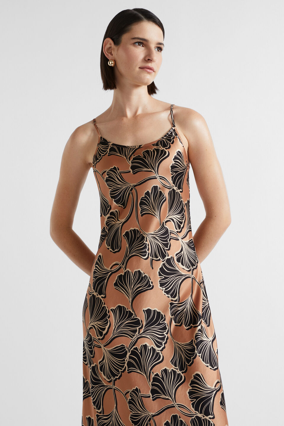 Satin Abstract Floral Slip Dress  Abstract Floral