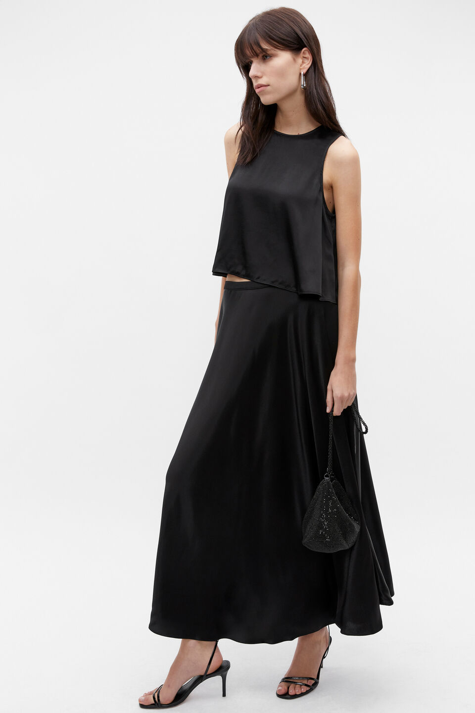 Satin Shell Top  Black