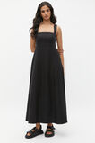 Linen Square Neck Sun Dress  Black  hi-res