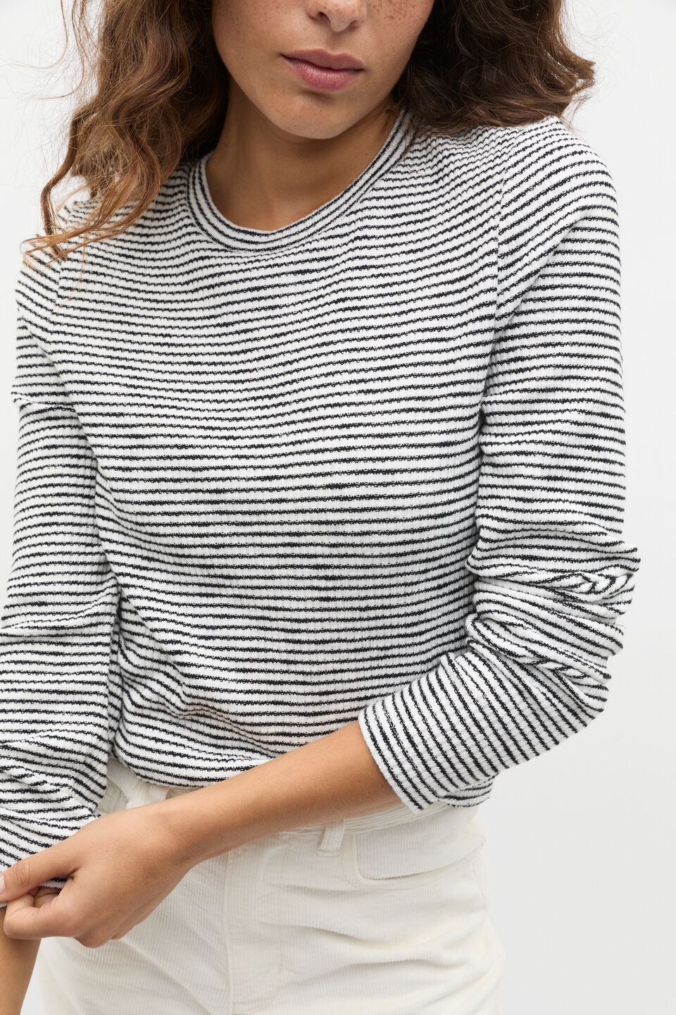 Self Stripe Textured Top  Mono Stripe
