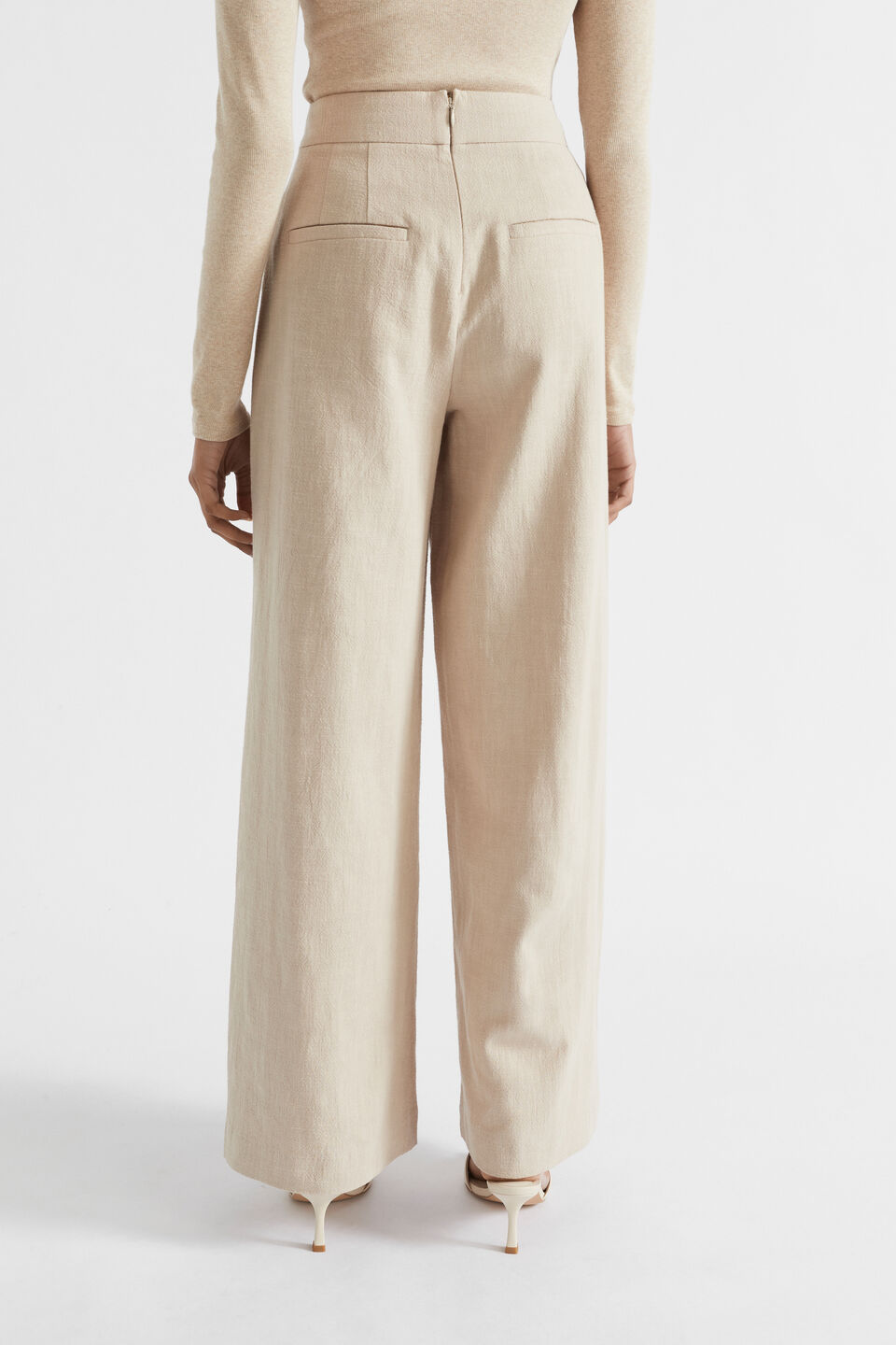 Textured Button Detail Pant  Cool Sand