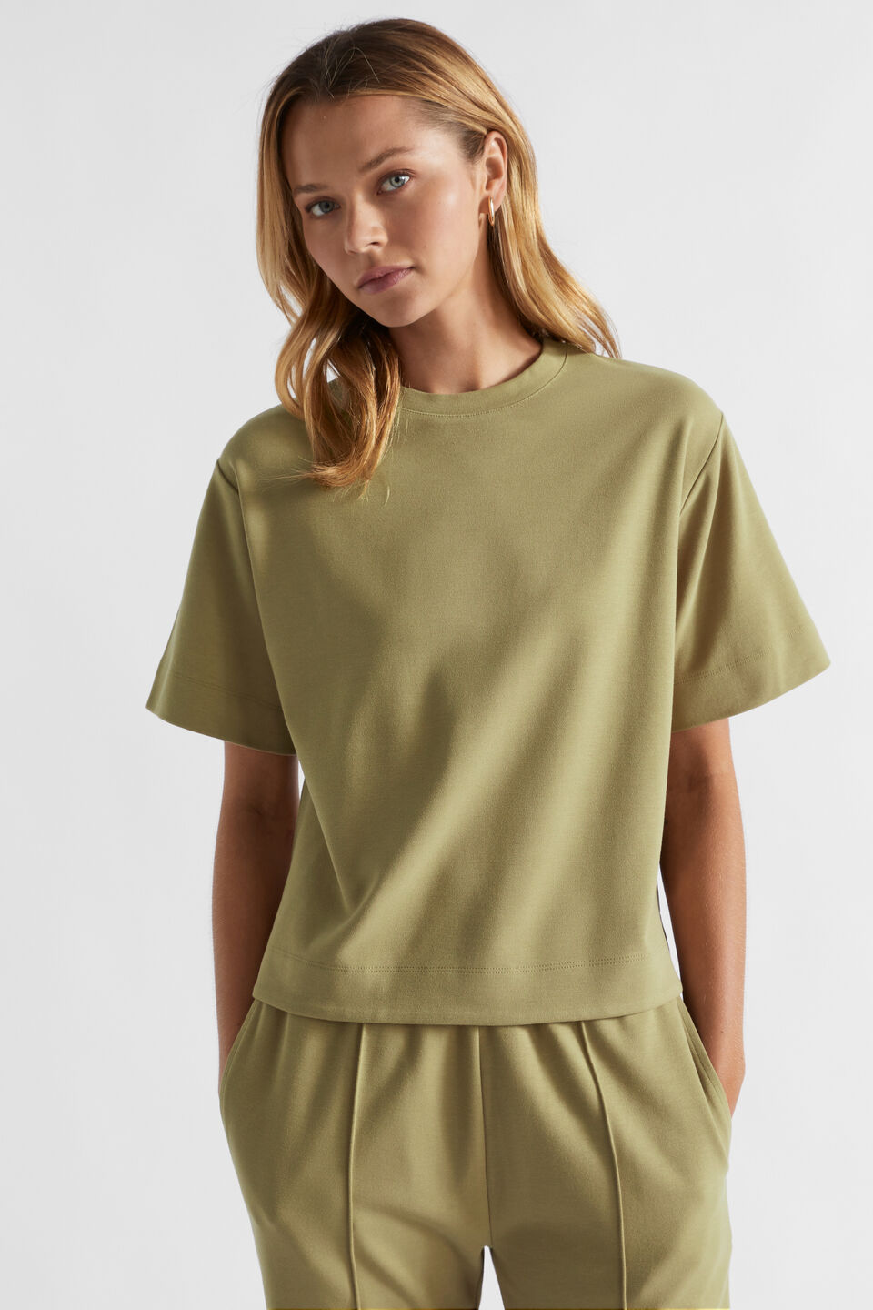 Double Knit Boxy Tee  Pistachio