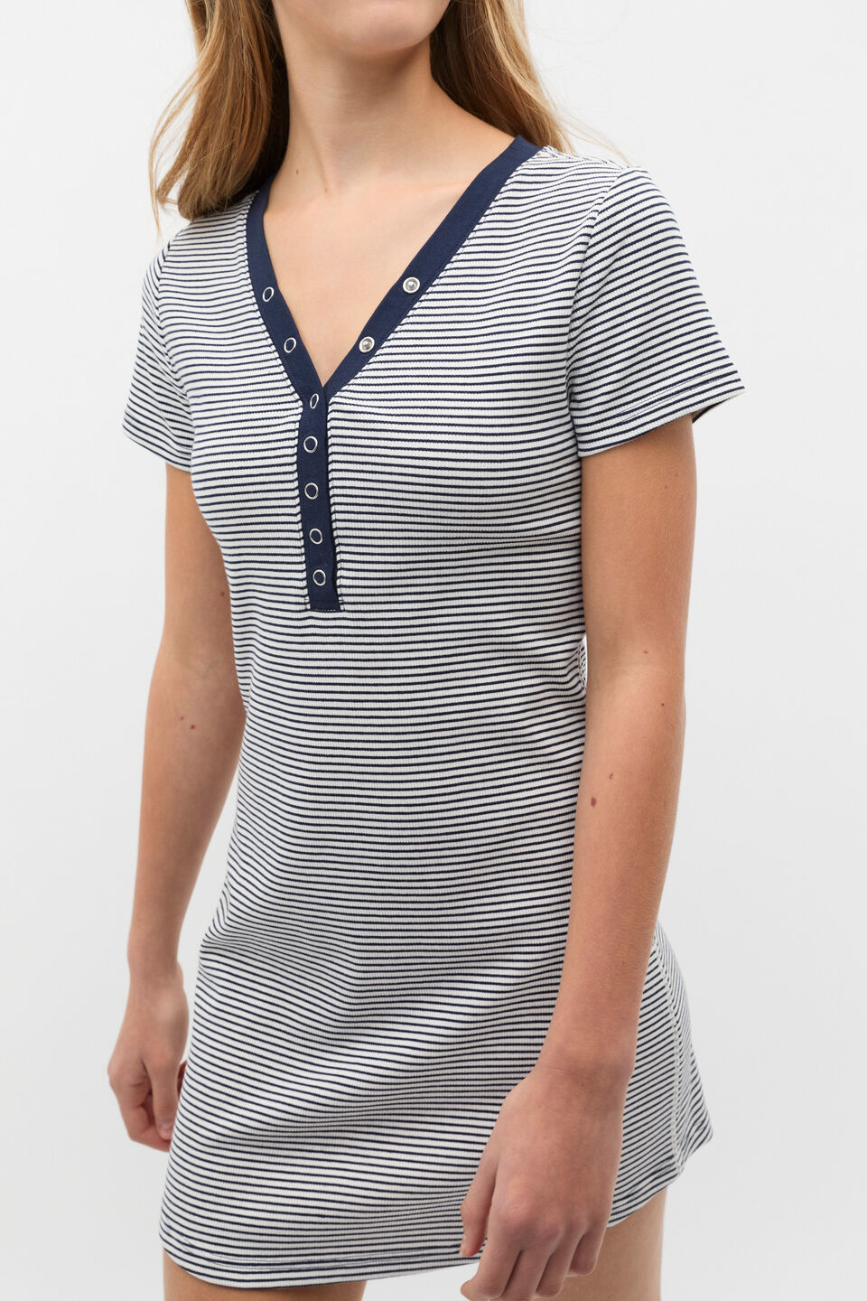 Snap Rib Dress  New Navy