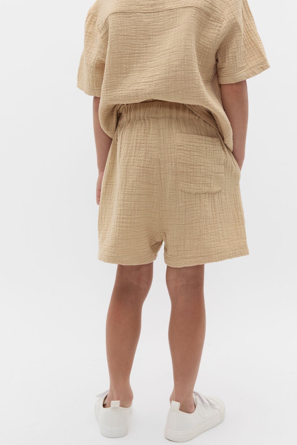 Pull On Texture Short  Ecru