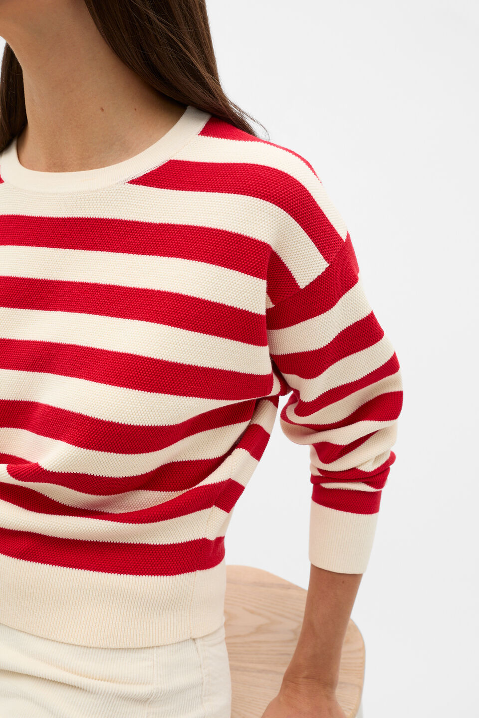 Textured Stripe Knit  Poppy Stripe