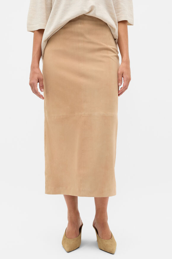 Suede Midi Skirt  Sandstone  hi-res