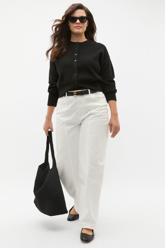 Merino Button Up Knit Cardigan  Black  hi-res