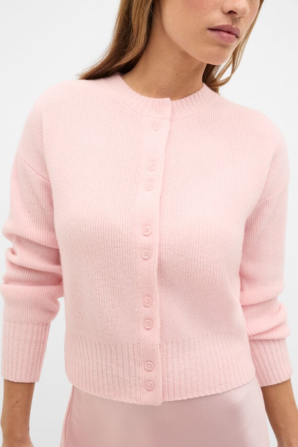 Merino Button Up Knit Cardigan  Pale Blossom  hi-res