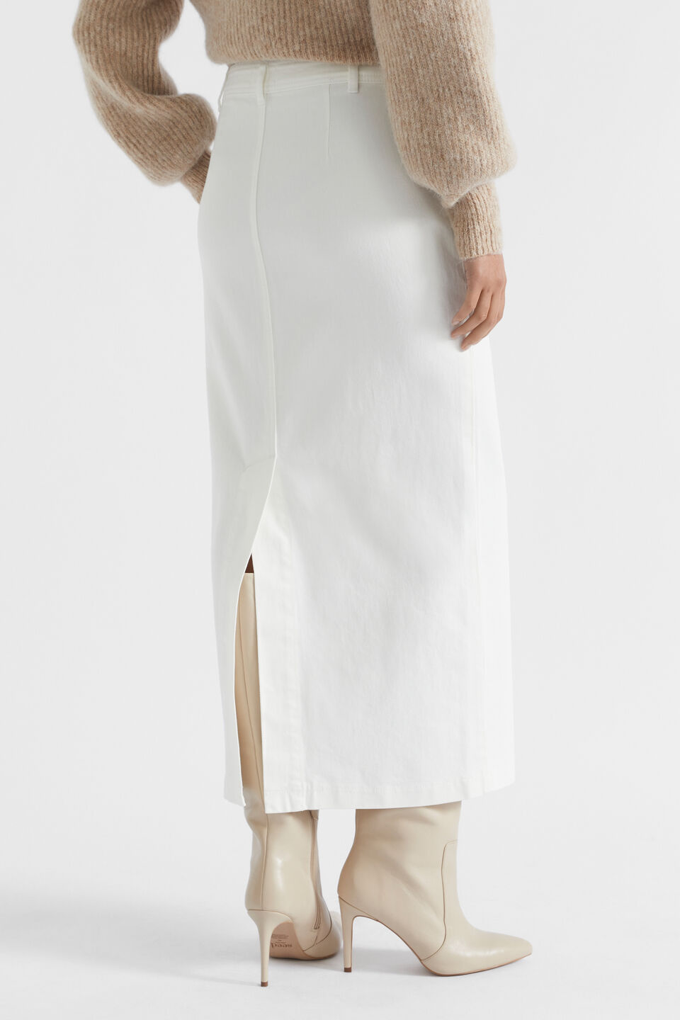 Denim Maxi Skirt  Cloud Cream