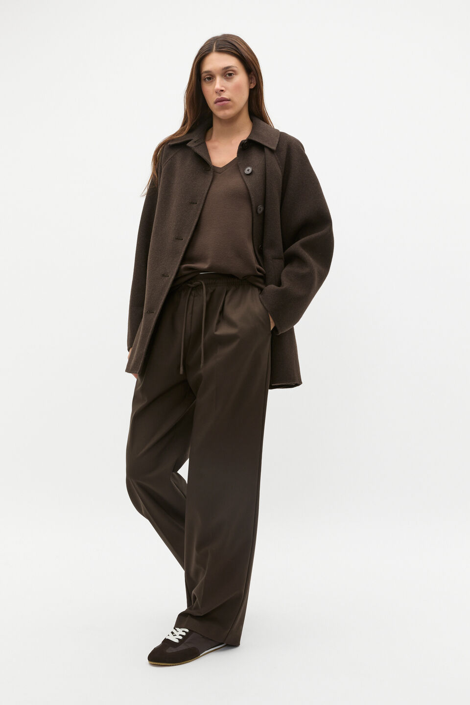 Supersoft Waffle V Neck Top  Dark Espresso