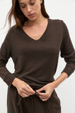 Supersoft Waffle V Neck Top  Dark Espresso  hi-res
