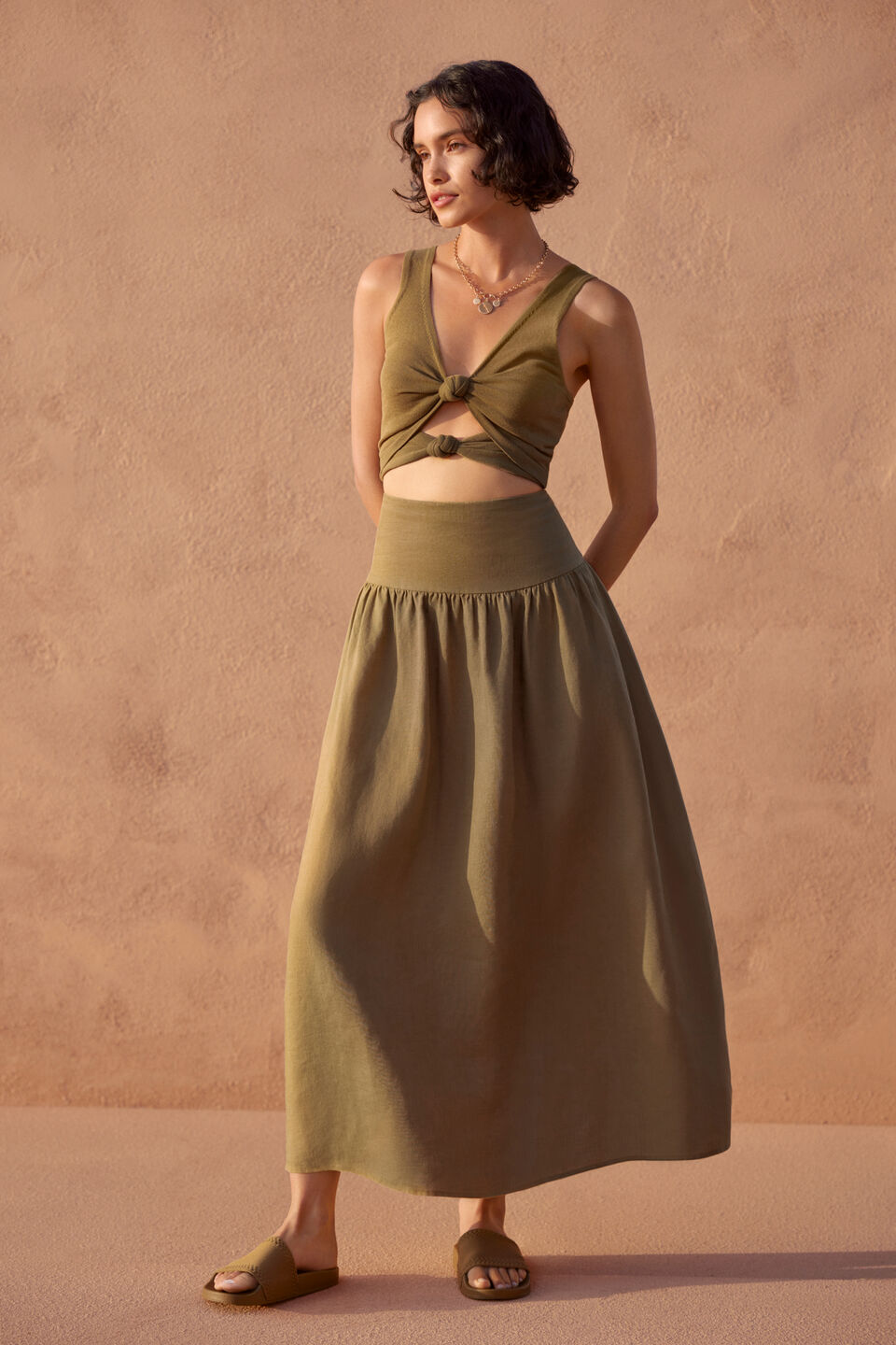 Cotton Knit Top  Deep Bronze