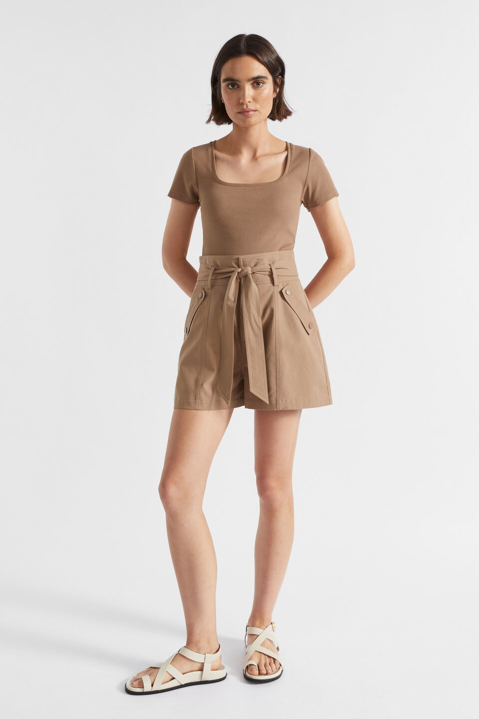 Square Neck Rib Tee  Woodland