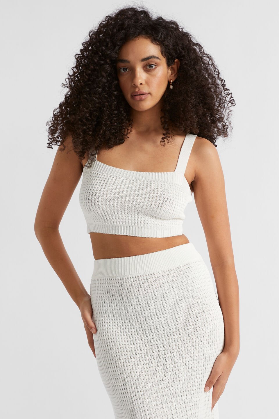 Crochet Knit Crop  Cloud Cream