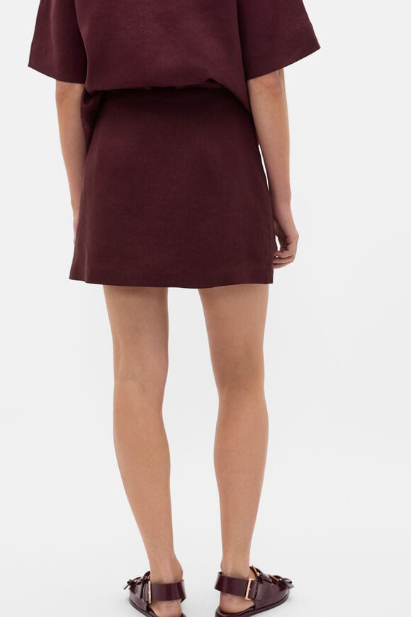 Linen Wrap Skort  Plum Red  hi-res