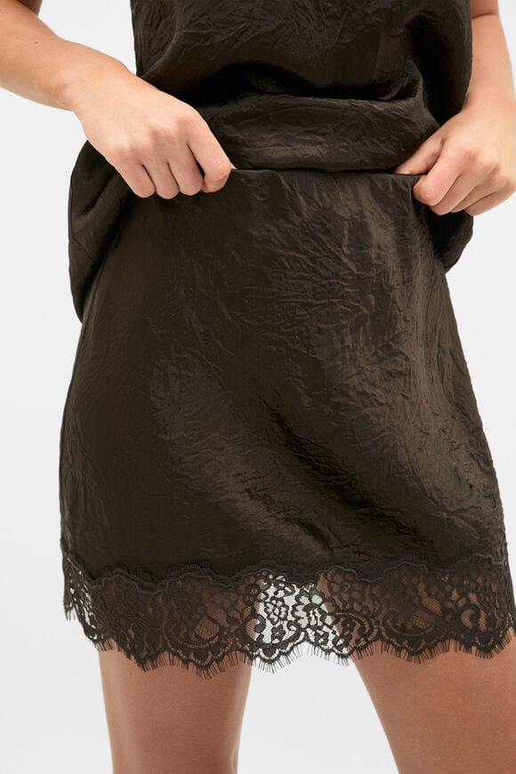 Lace Trim Mini Skirt  Coffee Bean  hi-res