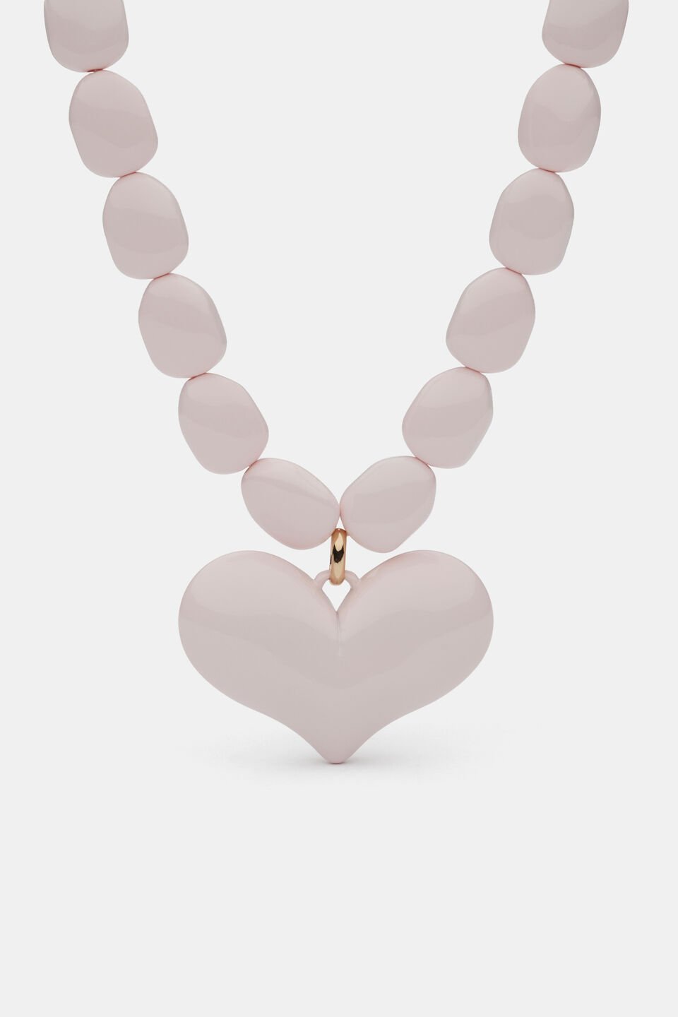 Beaded Heart Necklace  Pale Blossom