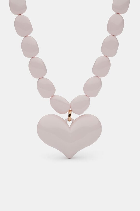 Beaded Heart Necklace  Pale Blossom  hi-res