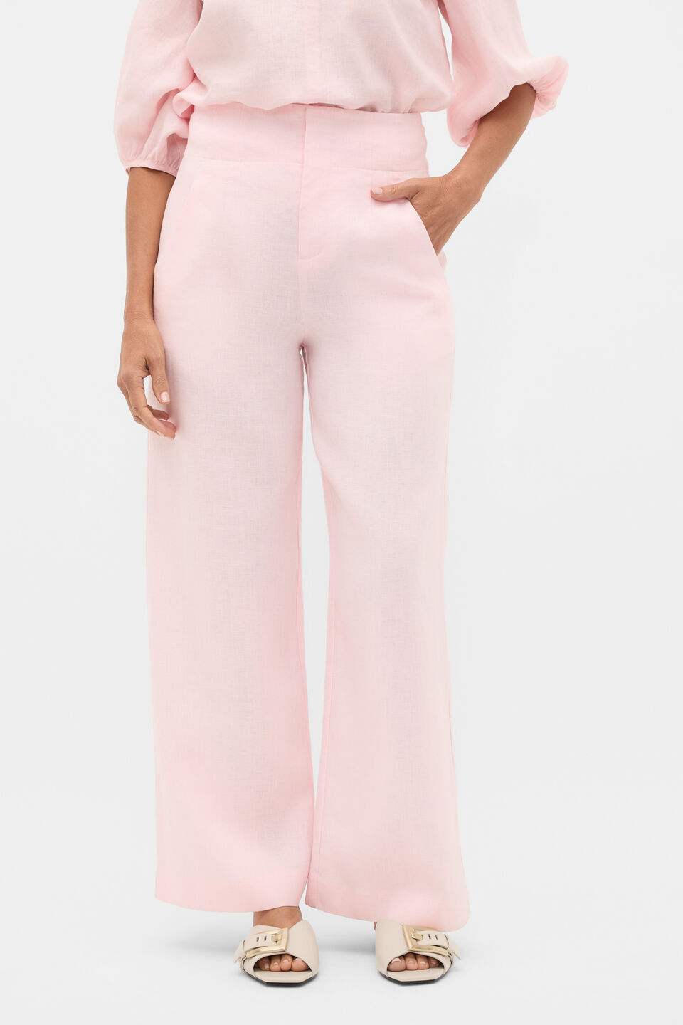 Core Linen Waisted Pant  Pale Blossom