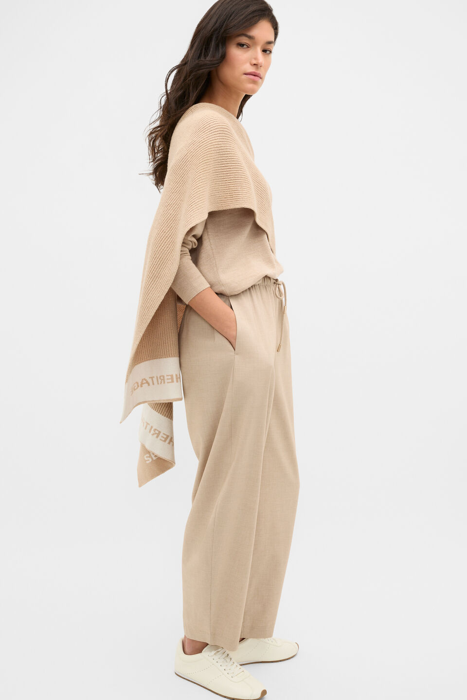 Rib Knit Logo Scarf  Sandstone Marle