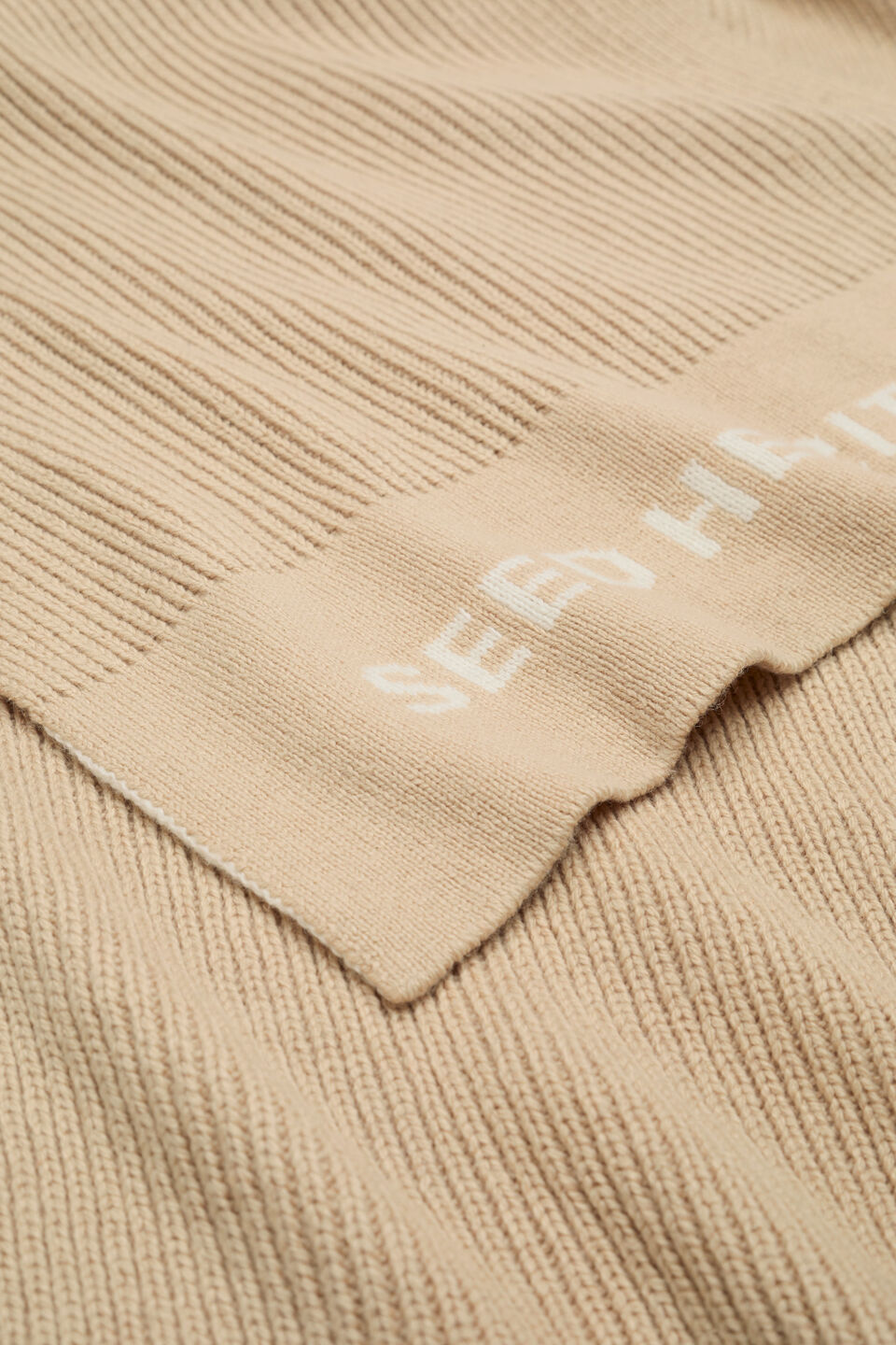 Rib Knit Logo Scarf  Sandstone Marle
