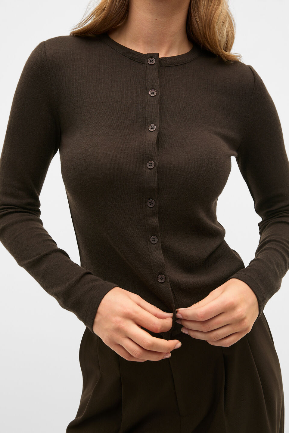 Australian Merino Cardigan  Coffee Bean