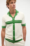 Contrast Trim Knit Shirt  Pea Green  hi-res