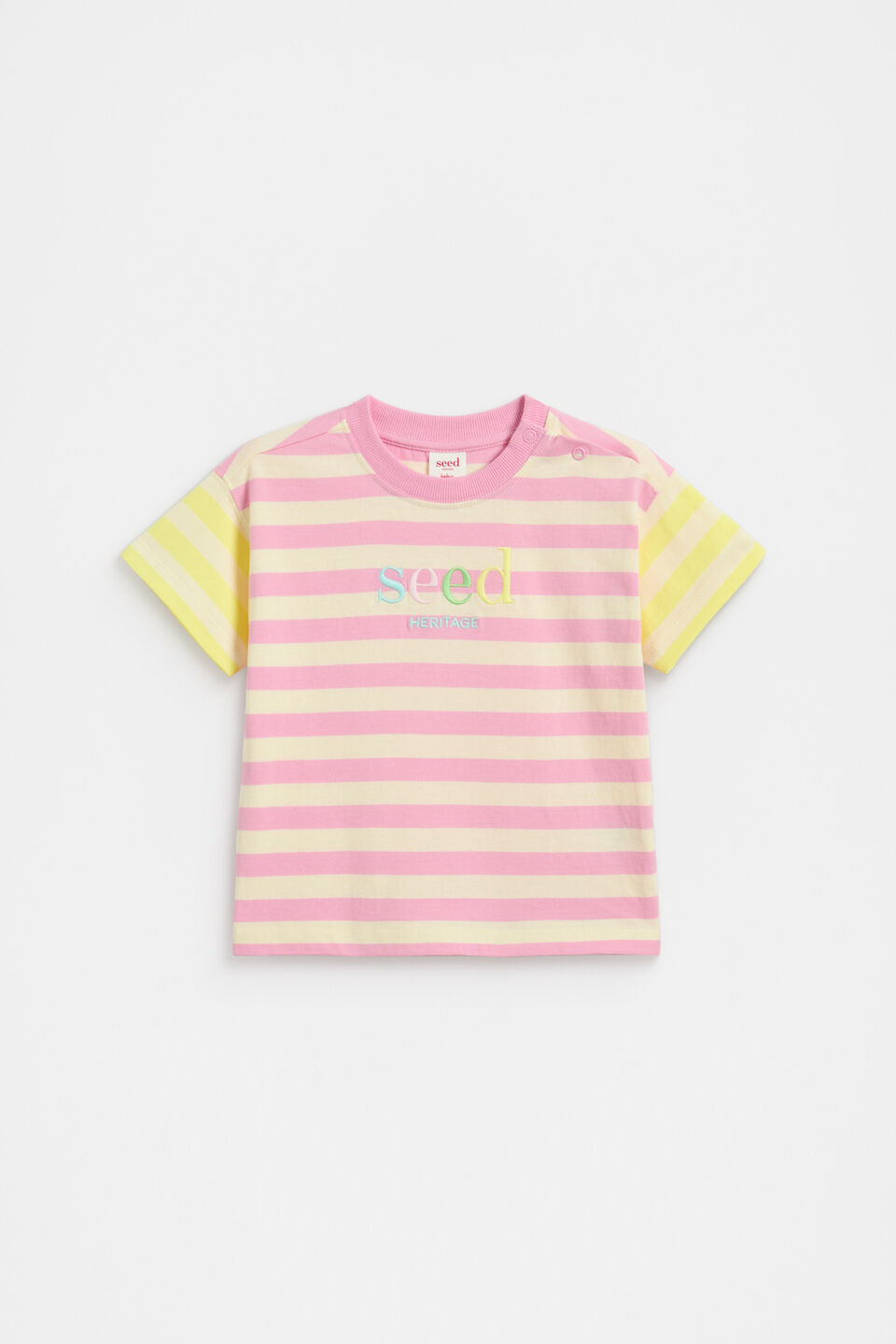 Stripe Colourblock Logo Tee  Candy Pink Stripe