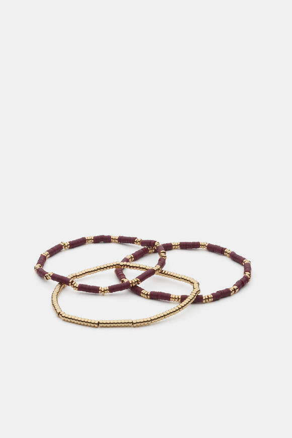 Stretch Bead Bracelet  Plum Red  hi-res